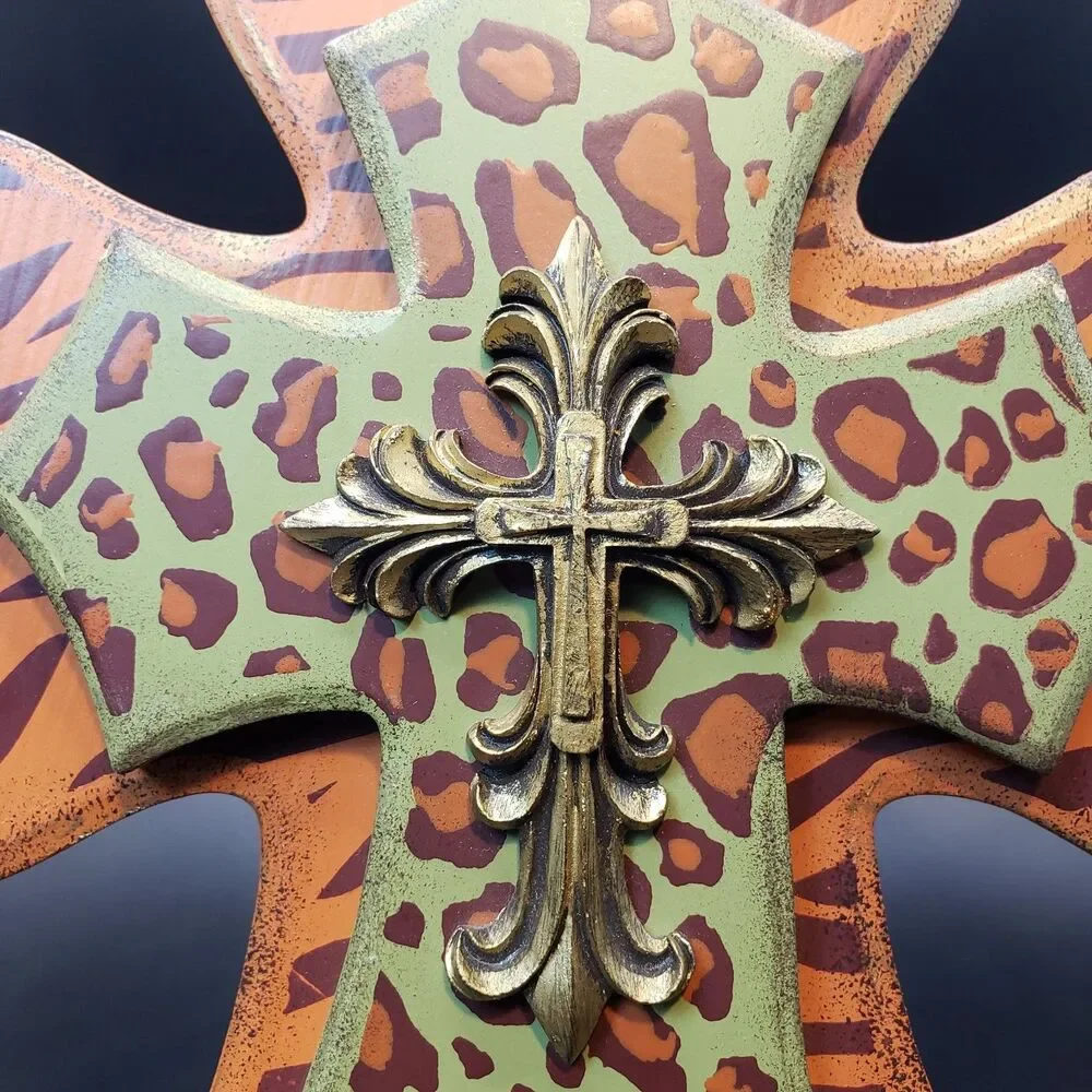 Authentic Night Stand Wood Cross 12 Inch Unique Art Design Pattern (041013) !!!